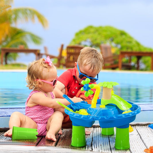 Hot Bee 3 in 1 Water Table for Toddlers 1 2 3 Year Old Outdoor Boys Girls Sand Water Beach Toys