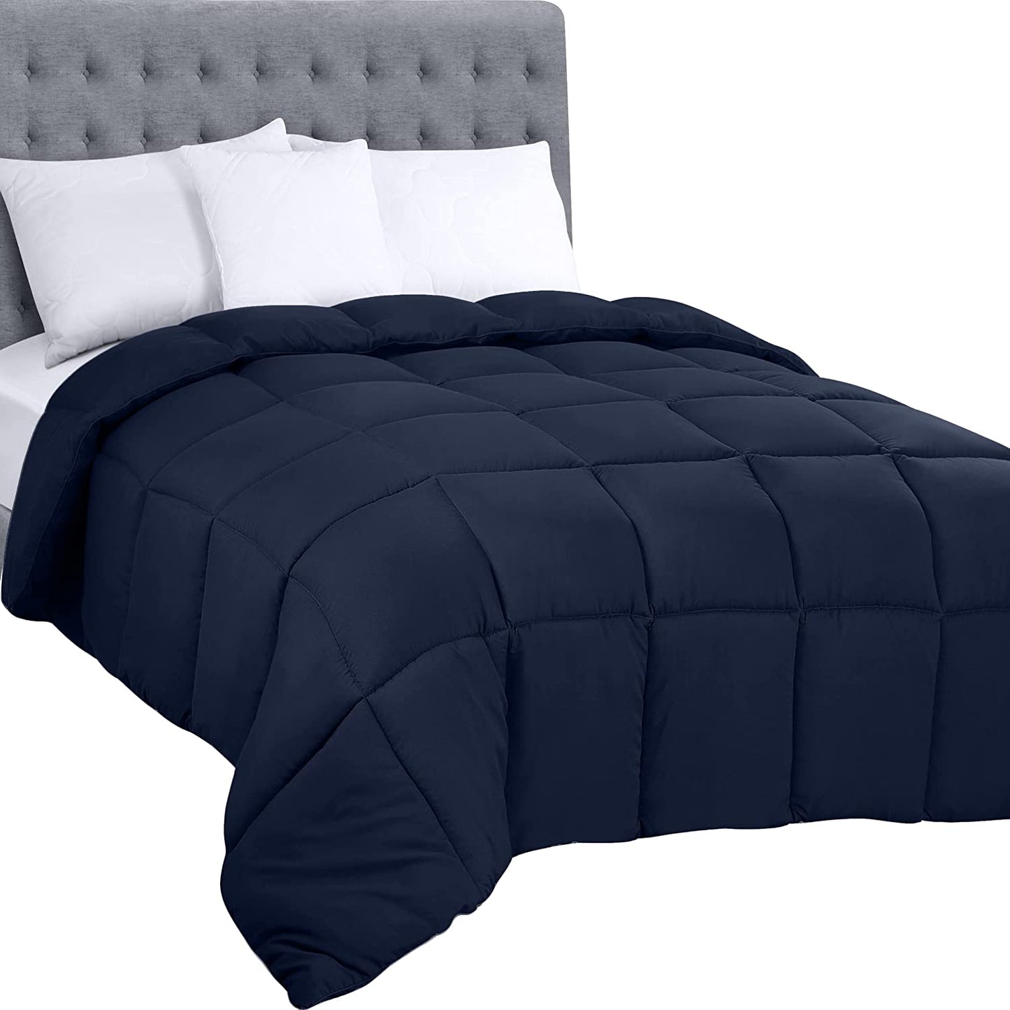 All Season 250 GSM Comforter - Soft down Alternative Comforter - Plush Siliconized Fiberfill Duvet Insert - Box Stitched (Twin/Twin XL, Navy)