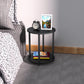 Small round Side Table, 2 Tier Black Wooden End Table/Bed Side Table/Nightstand for Living Room/Bedroom/Small Space,15.6"(D)*19.72"(H),Metal Legs