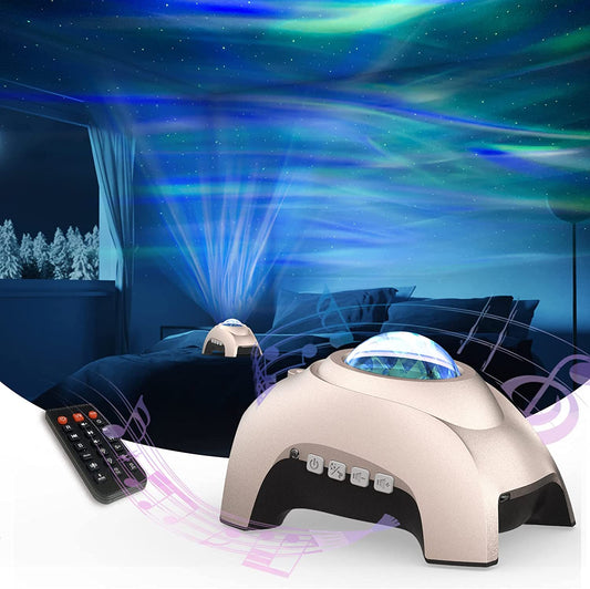 Northern Lights Aurora Projector,  Galaxy Projector Music Speaker with White Noise, Star Projector Night Light for Kids Adults , Star Light Projector for Home Decor Bedroom/ Ceiling/Party (Gold)