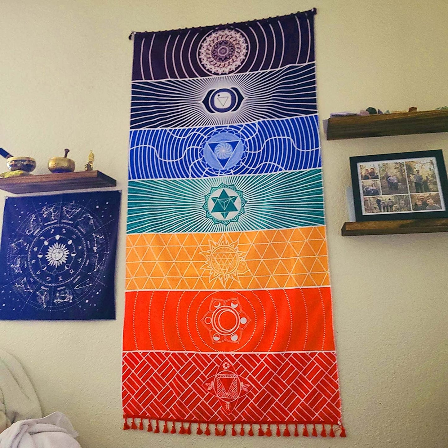 Chakra Yoga Mat Meditation Rug Beach Towels Sunscreen Shawl Spiritual Reiki Chakras Wall Tapestry Decor Boho Throw Blanket 59 In