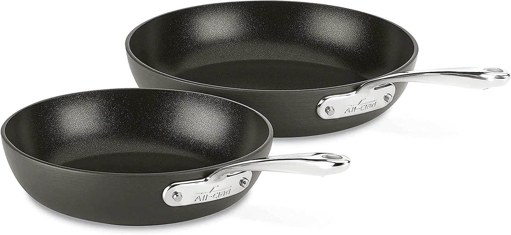 Essentials Nonstick Hard Anodized 8.5 and 10.5-Inch Fry Pans, 2 Piece, Grey