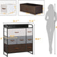 Dresser with 7 Drawers, Tall Dresser with Wood Top, 3-Tier Dresser Changeable Fabric Dresser Organizer Unit for Bedroom/Living Room/Closets，Multicolor