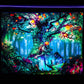 Blacklight Tapestry UV Reactive Tree of Life Tapestry Wall Hanging, Fantasy Forest Tapestries with Fairy Tales Tapestry Posters Trippy Mushroom Tapestry for Bedroom Glow in the Dark (59.1 in X 82.7 In)