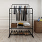 Garment Rack Freestanding Hanger Double Pole Multi-functional Bedroom Clothing Rack,Metal Clothing Garment Rack with Shelves,Black