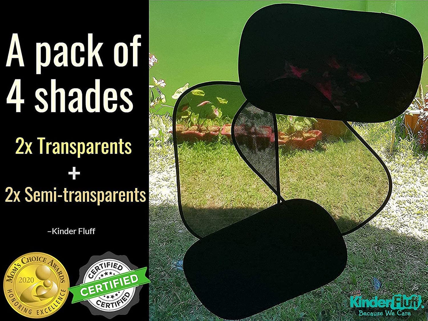 Car Window Shade (4Pack)-The Only Certified Car Window Sun Shade for Baby Proven to Block 99.95% UVR - Mom'S Choice Gold Award Winning -Car Window Shade for Baby- Car Seat Sun Protection