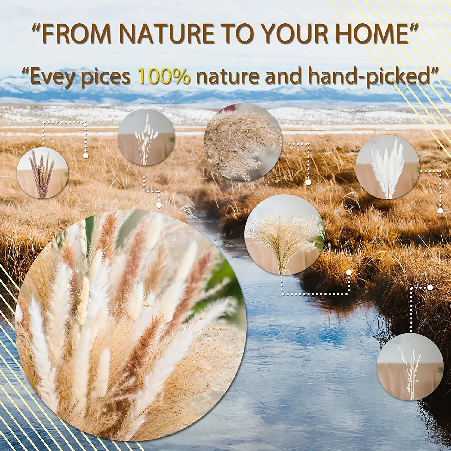 92PCS Beautiful Natural Pampas Grass Bouquet Decor | Long-Lasting Dried Flowers Bouquet for Boho Home Decor and Boho Wedding Decor (The Wild Bouquet)