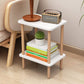 Side Tables Set of 2, Tall End Tables with Storage Rack, Wooden Nightstands Bedside Tables for Living Room Bedroom Office No-Tool Assembly (White).