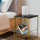 Modern Side End Tables with Faux Marble Top, Small Accent Coffee Table for Living Room Bedroom Balcony Family Nightstand (Black)