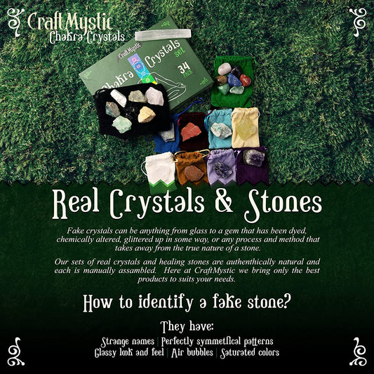 Crystals and Healing Stones for Positive Energy - Bulk Set 33 Real Gemstones and Crystals Raw Rocks Necklace Bracelet - Chakra Crystals for Beginners Manifesting Spiritual Care Witchcraft Accessories