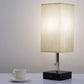 Bedside Table Lamp - Pull Chain Table Lamp with 2 USB Charging Ports, Solid Bedroom Lamps with Gray Fabric Shade Nightstand Light for Living Room, Office, Reading (LED Bulb Included)