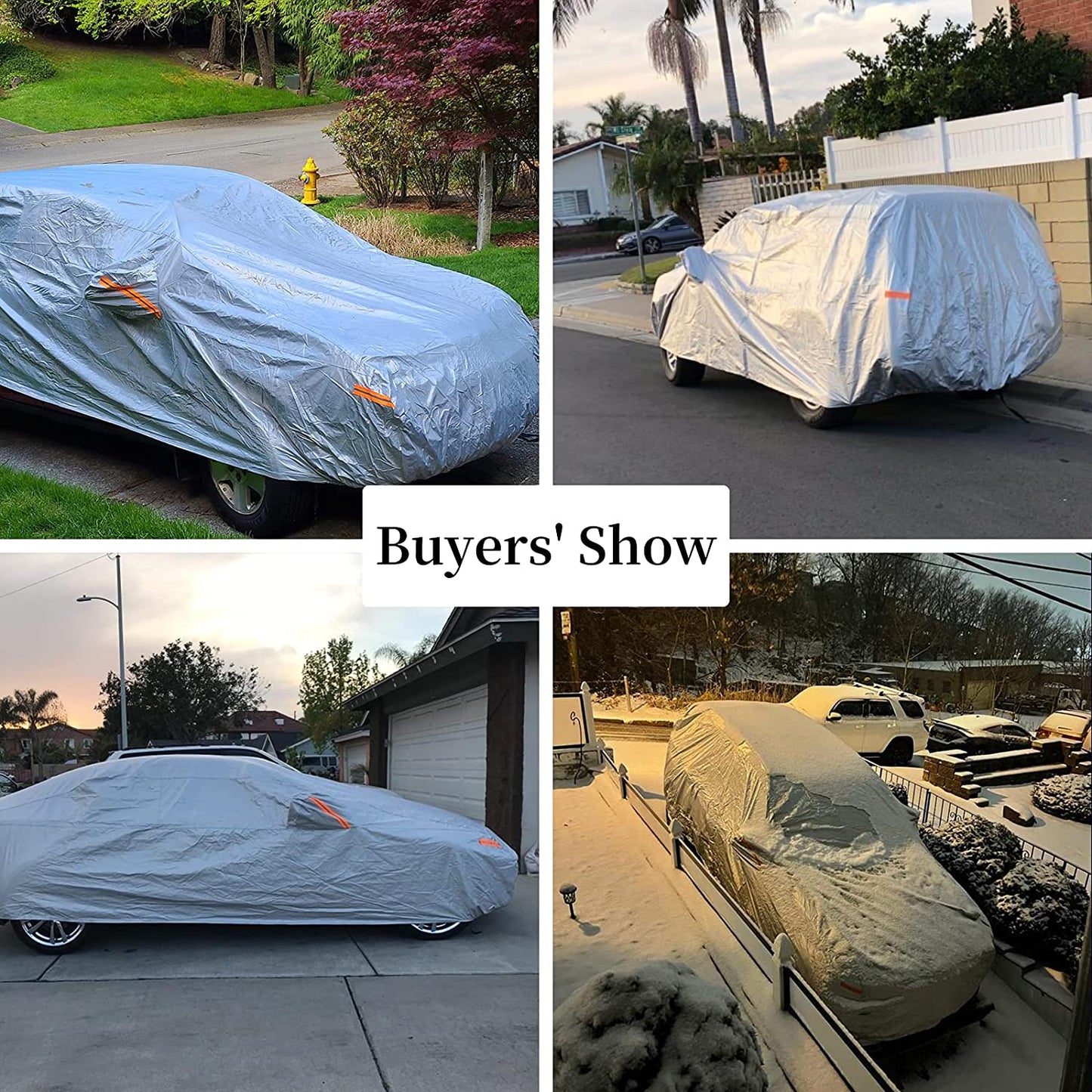SAKAKI SAKAKI Car Cover Waterproof All Weather UV Protection Outdoor Full Car Cover Universal Fit for SUV up to 201" Black