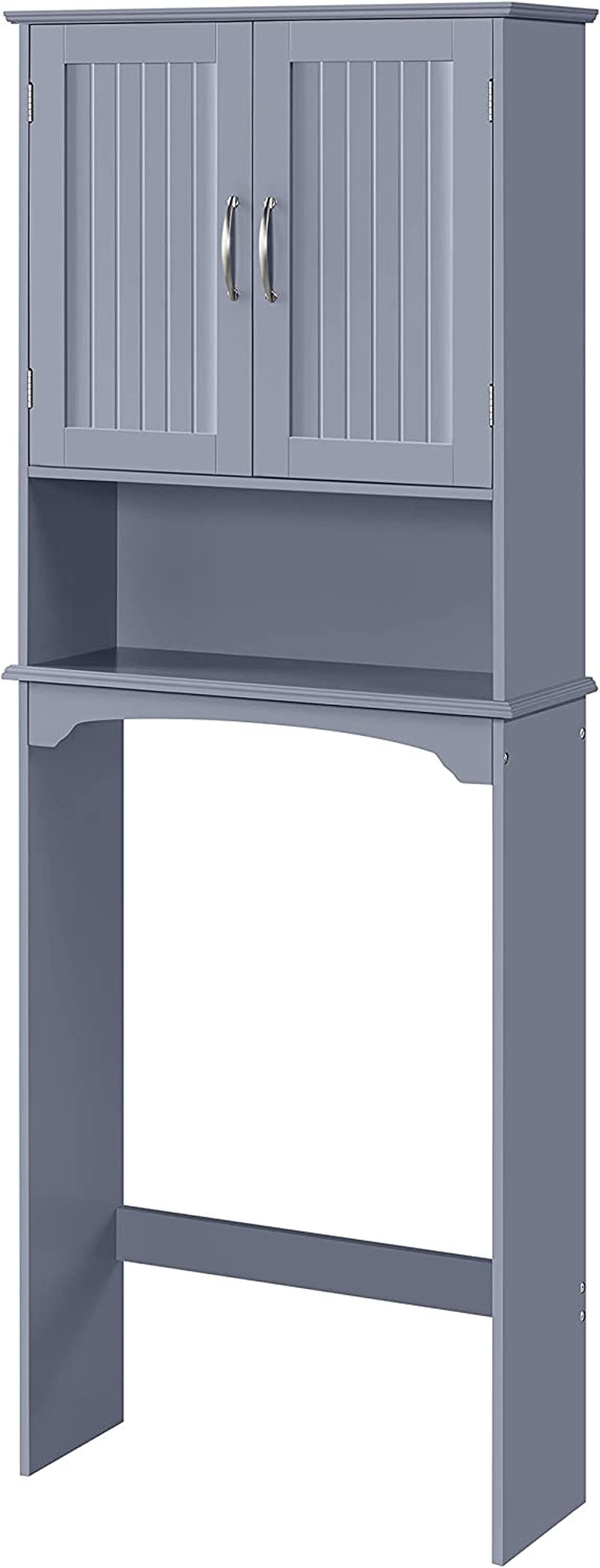 over the Toilet Bathroom Cabinet with 2 Doors & Adjustable Shelf, Free Standing Toilet Rack Space-Saving, L24.5Xw9Xh66 Inches, Grey