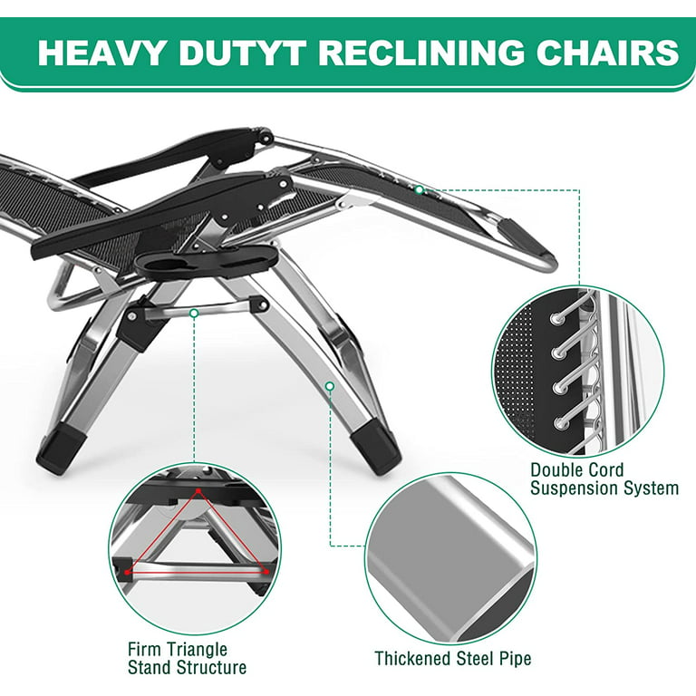 ABORON Zero Gravity Chair, Lawn Recliner, Reclining Patio Lounger Chair, Folding Portable Chaise, with Soft Cushion, Cup Holder, Adjustable Headrest