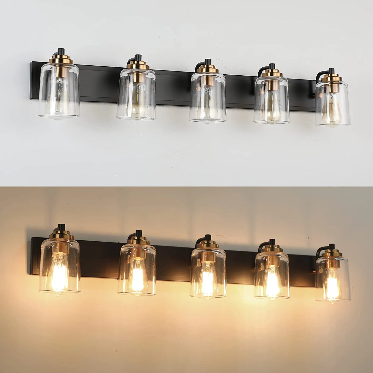 5 Lights Vintage Wall Lighting over Mirror Bathroom Vanity Light Fixtures Thick Globes 8580 Lights