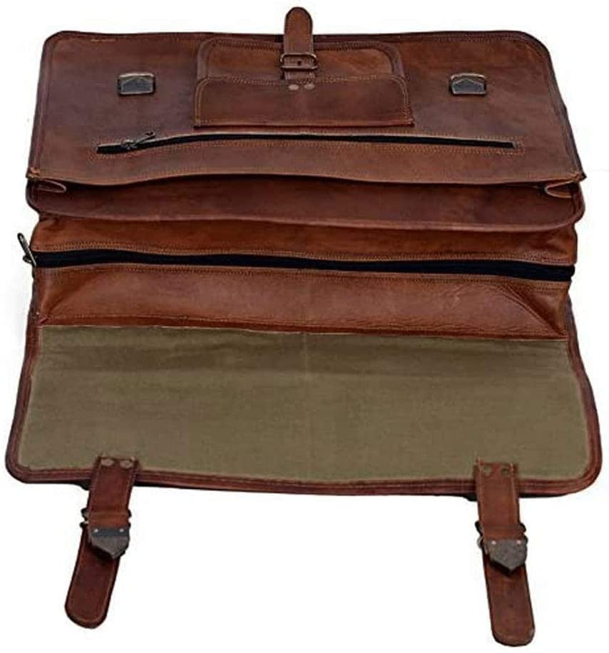 KPL 18 INCH Leather Briefcase Laptop Messenger Bag Satchel Office Computer Bag for Men and Women (18 INCH)