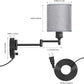 Plug in Wall Light Fixtures, Set of 2 Swing Arm Wall Lamps with Grey Linen Lampshade, Modern Bedside Wall Sconce for Bedroom Hallway Living Room Study