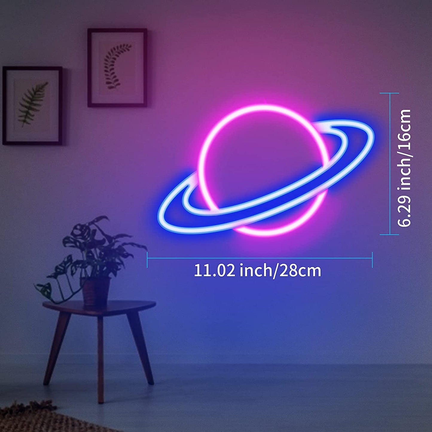 Neon Signs Planet Neon Sign, LED Neon Light Sign for Wall Decor, USB Powered Aesthetic Neon Signs for Bedroom, Cool Room, Kids Room, Bar, Festival, Birthday, Wedding, Party Decoration