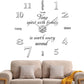 DIY Wall Clock,3D Frameless Wall Clock,Large Modern Design Decor Sticker DIY Wall Clock Kit for Bedroom Living Room Home Decorations,Adjustable Size and Easy to Assemble (Silver)