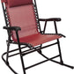 Outdoor Textilene Zero Gravity Folding Lounge Rocker with Pillow, Red