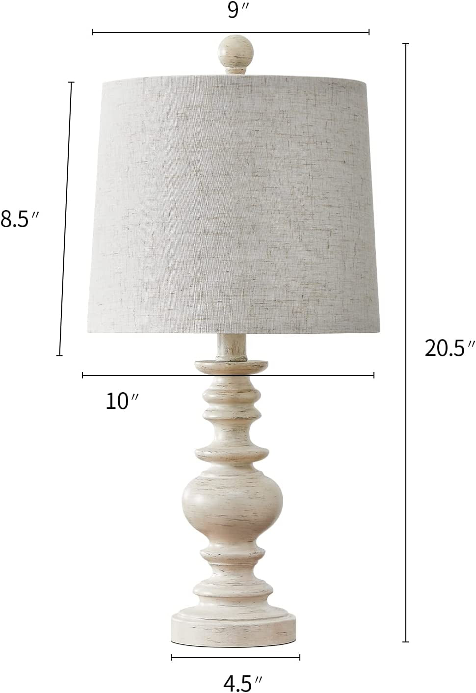 Tradition 20.5'' Rustic Table Lamp Set of 2 for Living Room Farmhouse Bedside Desk Lamps Bedroom Nightstand Vintage Lamps Linen Washed