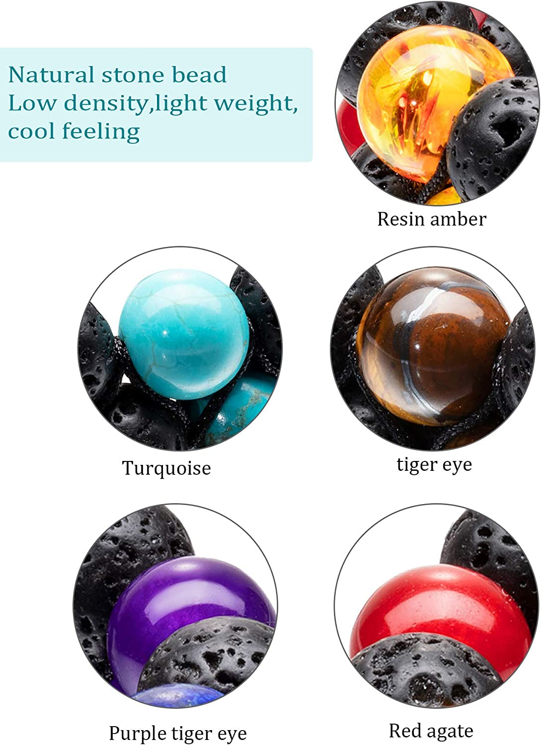 Adjustable Lava Rock Stone Essential Oil Diffuser Bracelet Braided Rope Stone Yoga Beads Bracelets for Men Women