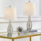Modern Table Lamps Set of 2 for Living Room 20" Nightstand Lamp with Fabric Shade Glass Bedside Desk Lamp for Bedroom Kid'S Room Girls Room Office Glass Silver