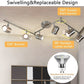 DLLT 6-Light Track Lighting Fixtures Swing Arm, Kitchen Ceiling Spot Light, Flush-Mount Foldable Track Rail Lighting for Living Room, Dining Room, Offices, Bedroom, Picture Wall, Kitchen, Warm Light
