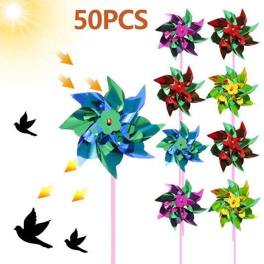HOTBEST 50PCS Plastic Rainbow Pinwheel, Lawn Garden DIY Windmill, Children Kids Party Pinwheels Wind Spinner Set For Kids Toy Garden Lawn Decor, Fun Carnival Party Toy, Flamboyant Colors