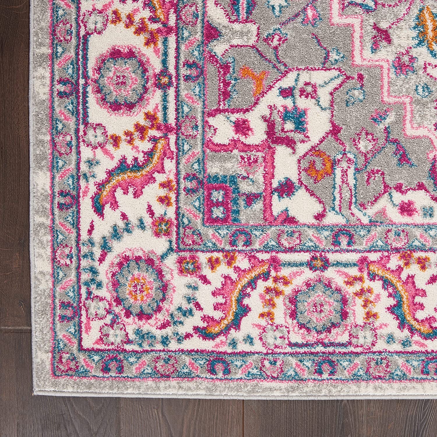 Passion Bohemian Light Grey/Pink 5'3" X 7'3" Area Rug, Easy Cleaning, Non Shedding, Bed Room, Living Room, Dining Room, Kitchen (5X7)