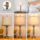 Farmhouse Table Lamp Set of 2, 3-Way Dimmable Rustic Nightstand Lamps for Living Room, 25'' Vintage Resin Table Lamps with Fabric Shade for Bedroom, Reading Room, Entryway(Led Bulbs Included)