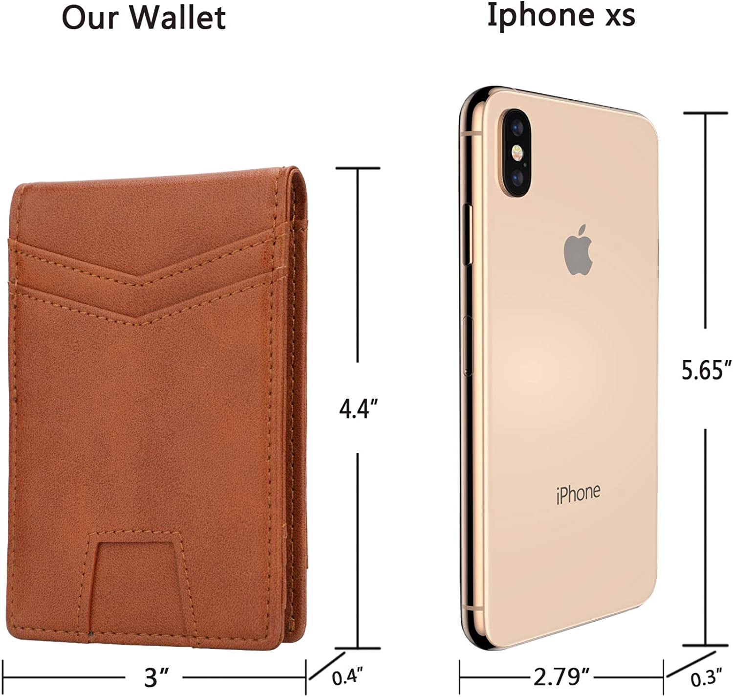 Slim Minimalist Front Pocket Wallet with Money Clip for Men, Genuine Leather RFID Blocking