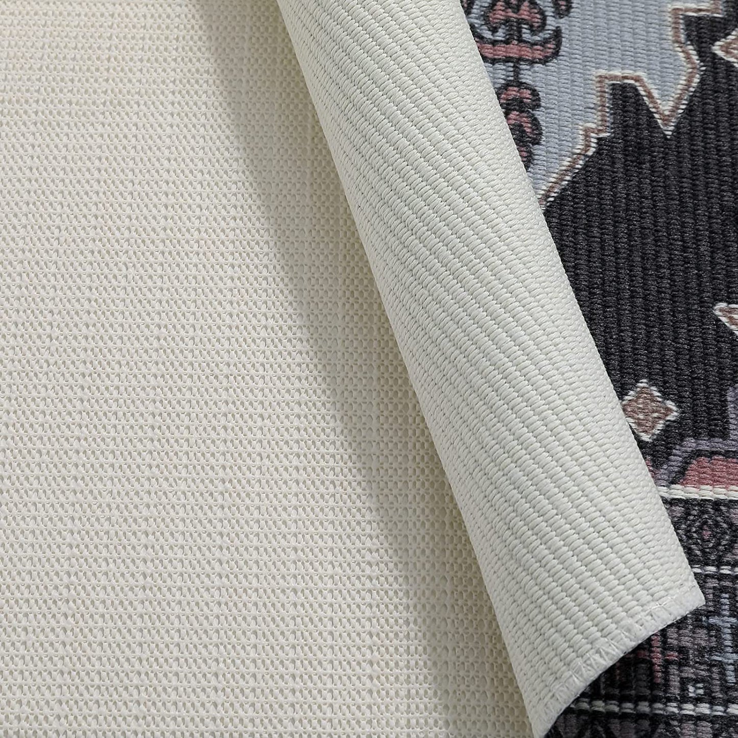 Persian Tribal Throw Rugs with Non-Slip Pad, Aztec Ethnic African Oriental Small Cotton Area Rug 2X3, Distressed Kilim Rug Floor Carpet for Kitchen Bathroom Washable (Charcoal Grey, 2X3)