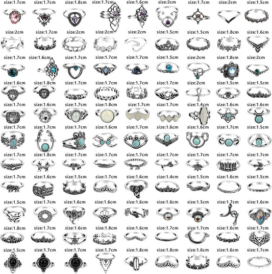 60-99 Pcs Knuckle Rings for Women Stackable Rings Set Silver Rings Gold Bohemian Retro Vintage Joint Finger Rings Hollow Carved Flowers Knuckle Midi Rings