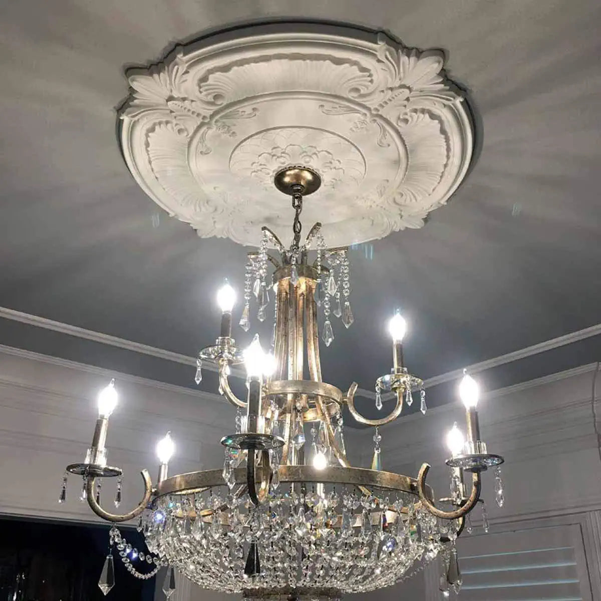 CM18RO Rose Ceiling Medallion, 18"OD X 3 1/2"ID X 1 1/2"P, Factory Primed