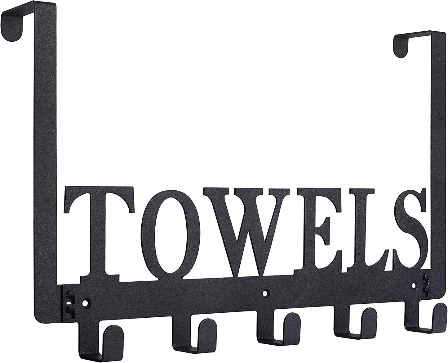 Over the Door Hooks, Towel Holder for Bathroom, Door Mount Towel Rack Towel Hooks for Bedroom Kitchen Pool Beach Towels Bathrobe Wall Mount Hang on the Door Cabinet Cupboard Metal Sandblasted (Black)