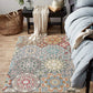 Collection Traditional Rectangle Throw Rugs 3' X 5' Faux Wool Area Rug Non-Slip Backing Soft Distressed Modern Floor Carpet Floral Medallion Living Room Rug for Sofa Dining Room Bedroom