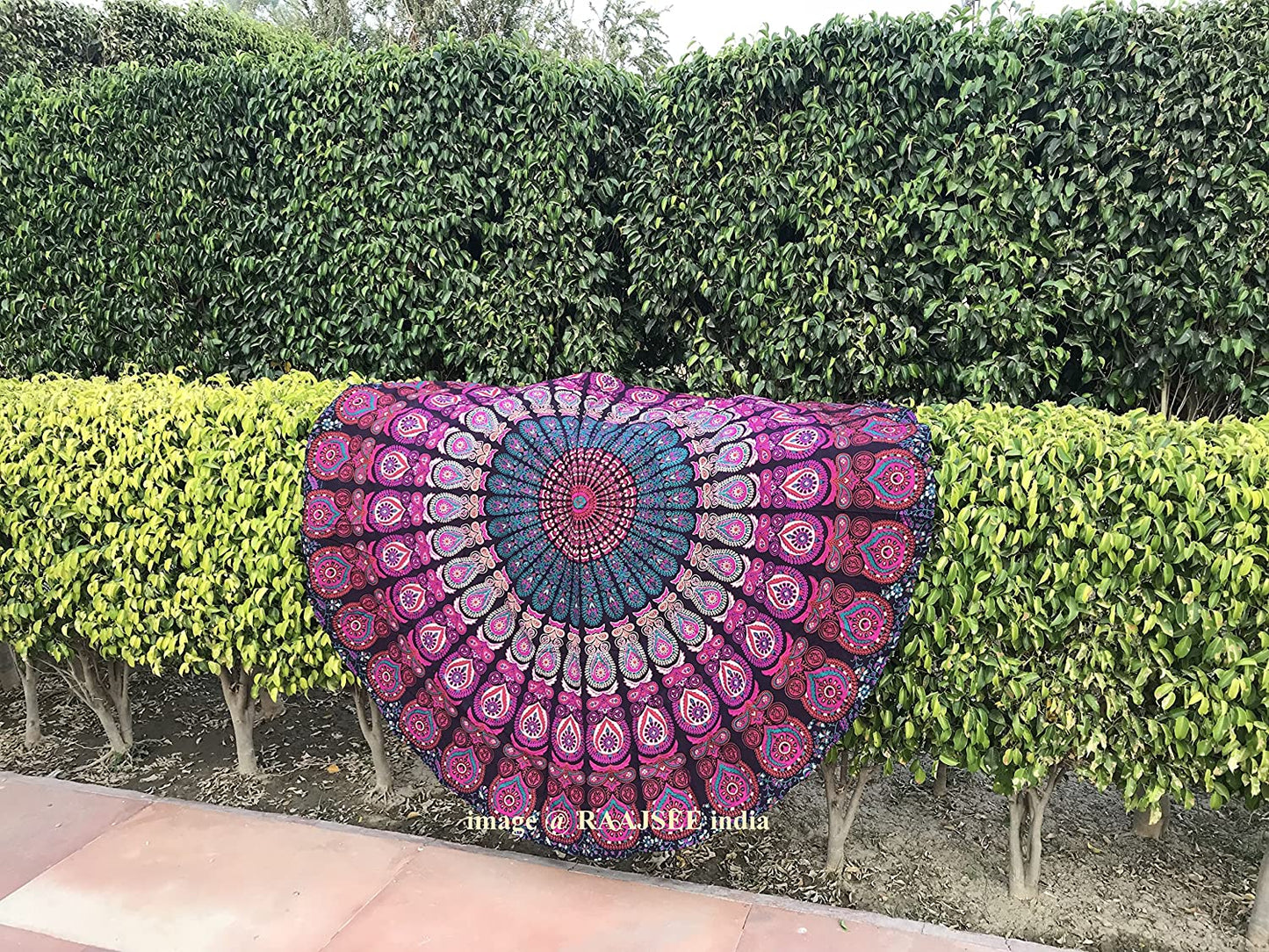 round Beach Tapestry Purple Mandala Throw/Boho Hippie Beach Blanket Roundie/Indian Cotton Bohemian Large round Table Cloth-Home Decor/Yoga Mat Meditation Picnic Rug 69 Inch