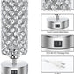 Touch Control Crystal Table Lamps Set of 2, Nightstand Sliver Lamps with 2 USB Charging Ports, Modern Dimmable Desk Lamps for Bedrooms (LED Bulb Included)
