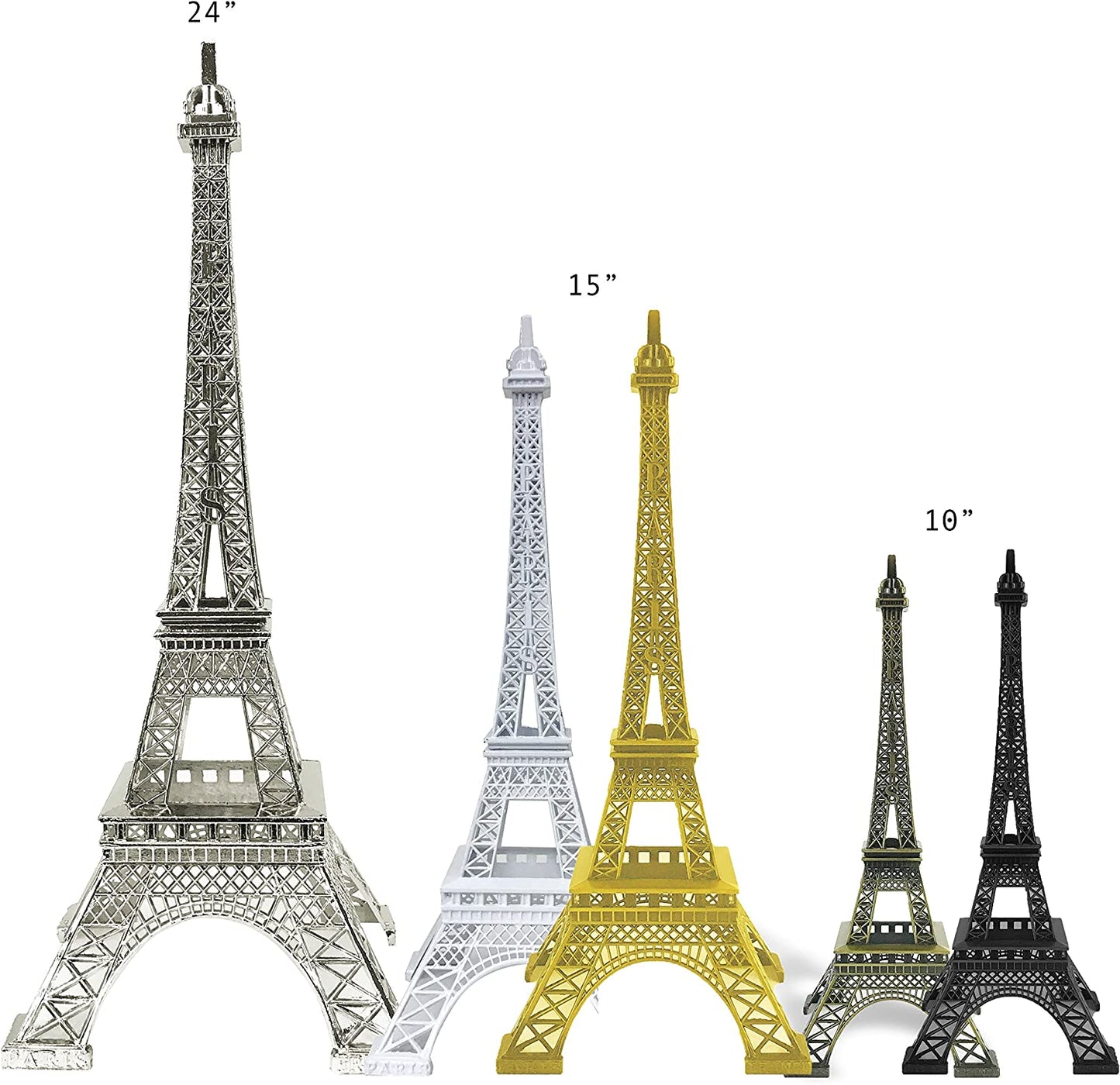 10" Eiffel Tower Statue Decor Alloy Metal, Silver