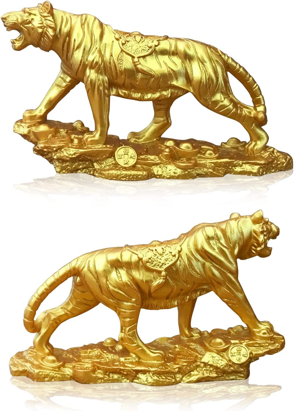 Chinese Feng Shui Resin Tiger Statue Sculpture Home Office Decoration Tabletop Decor Ornaments for Wealth and Success Good Lucky Gifts