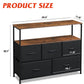 Dresser TV Stand, Entertainment Center with Fabric Drawers, Media Console Table with Open Shelves for TV up to 45 Inch, Storage Drawer Unit for Bedroom, Living Room, Black and Rustic Brown