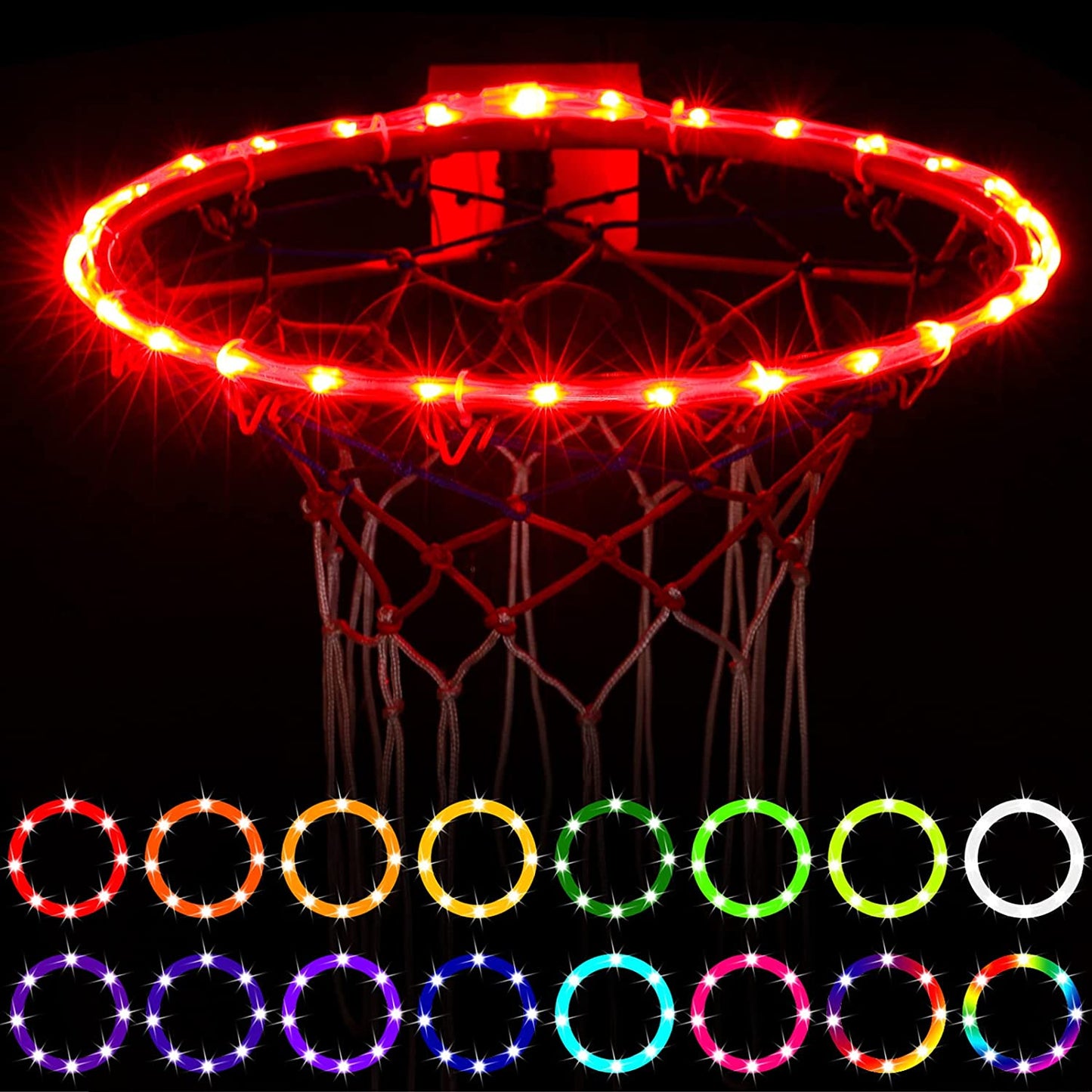 LED Basketball Hoop Lights, Remote Control Basketball Rim LED Light, 16 Color Change by Yourself, Waterproof，Super Bright to Play at Night Outdoors,Good Gift for Kids