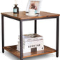 Side Table 20 Inch Square Modern End Table, Night Stand with 2-Tier Storage Shelf, Living Room Small Coffee Table, Wood Finish Bedside Table for Bedroom
