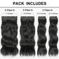 Black Hair Extension for Women Natural Synthetic Clip in Hair Extensions 4PCS Thick Hairpieces Double Weft