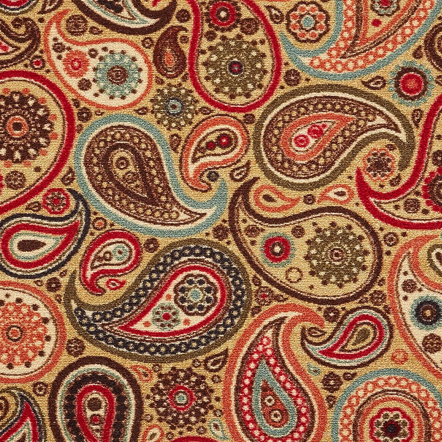 Ottohome Collection Non-Slip Rubberback Paisley Design 5X7 Indoor Area Rug, 5' X 6'6", Beige