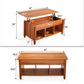 Jaxpety Lift Top Coffee Table Convertible Solid Wood Desk Storage Compartment,Red Brown