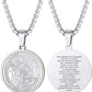 U7 St. Michael Medal for Men Women Stainless Steel 18K Gold Plated Biblical Archangel Pendant Round/Oval/Shield Patron Saint Christopher/Michael Necklaces with 22" Box Chain