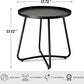 Outdoor Side Tables, Anti-Rust Metal Outdoor End Table, Small Patio Table round End Table Outdoor Table for Garden Balcony Yard Porch Patio Lawn Black
