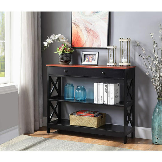 Convenience Concepts Oxford 1 Drawer Console Table, Cherry/Black